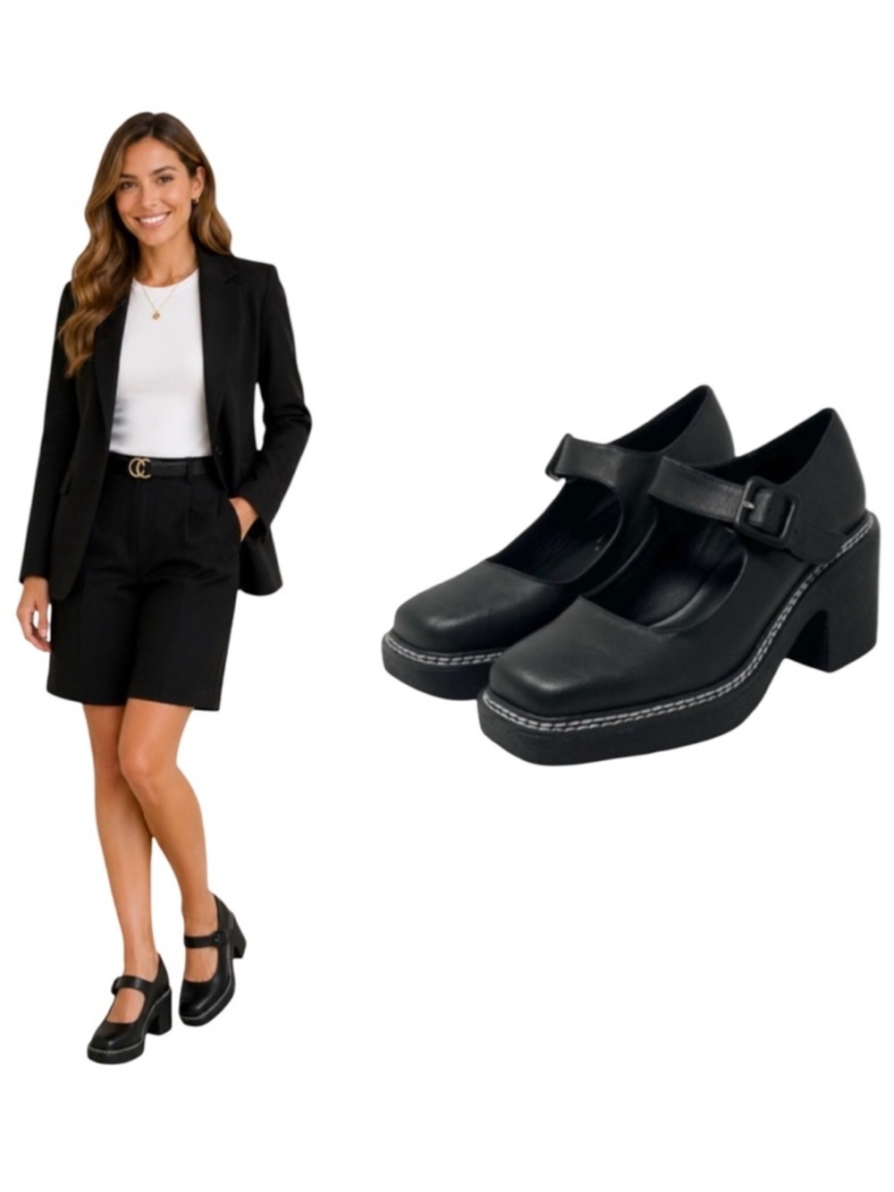 Intentionally Blank Categorial Mary Janes Size 6 Black New In Box Square Toe